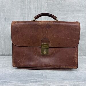 Schlesinger Briefcase Full Grain Cowhide USA Doctor Lawyer Locking Distressed
